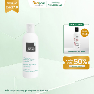 [Chính Hãng] Dầu tắm Ziaja Med Atopic Skin dưỡng ẩm mềm mịn da cho da khô nhạy cảm 270ml