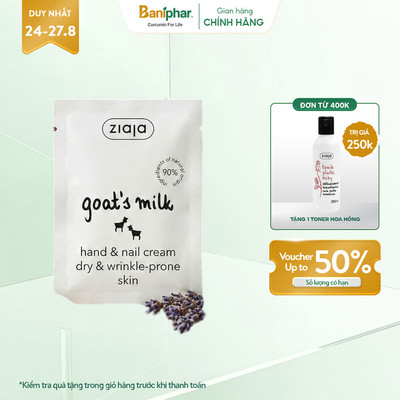 [Hàng Khuyến Mãi] Kem dưỡng ẩm tay và móng sữa dê Ziaja Goat's Milk Hand & Nail Cream 2ml