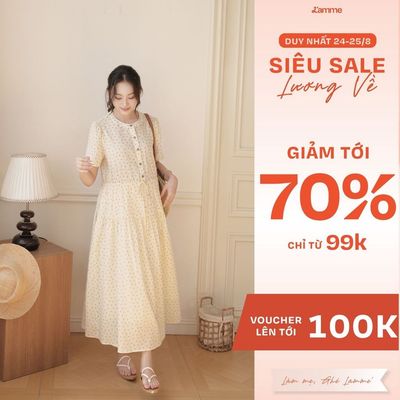 Váy Bầu, Đầm Bầu LITI DRESS Chất Đũi In Hoa Mềm Mát, Dáng Babydoll 3 Tầng Xinh Xắn - L'amme