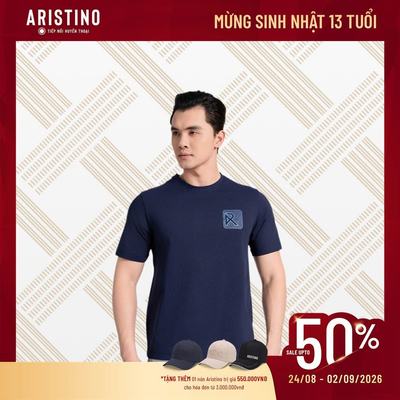 Áo Thun T-shirt Nam Ngắn Tay Thấm Hút Tốt Aristino Regular Fit ATS018AS0