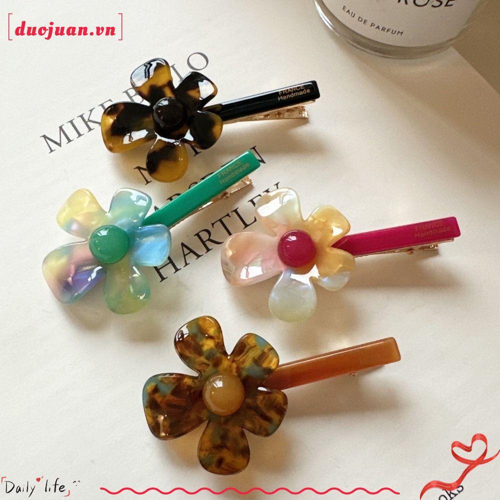DUOJUAN 2 Kẹp Tóc Acetate, Kẹp Tóc Hoa Acetate Hình Hoa, Kẹp Mỏ Vịt Tính Khí Ngọt Ngào Màu Mỏ Vịt Kẹ