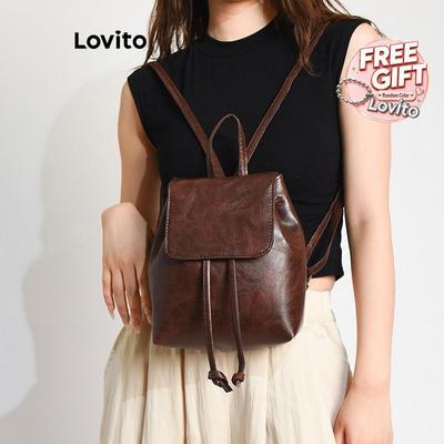 (Phong cách thường ngày) Lovito Ba lô thông thường Ba lô đa năng đơn giản trơn dành cho nữ LFA23192