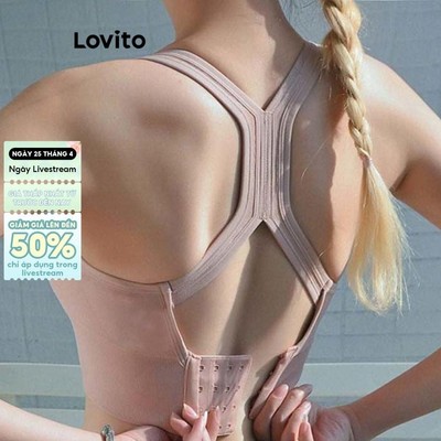 Lovito Phong cách thường ngày Áo ngực thể thao thể thao trơn Backless Criss Cross Áo ngực thể thao dành cho nữ LNL47047