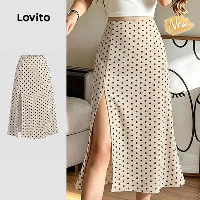 (New Arrival) Lovito Chân Váy Nữ Thông Thường Thiết Kế Khoét Trước Phù Hợp Mùa Xuân/Hè SKK8P2D1009
