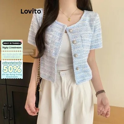 Lovito Áo Sơ Mi Trơn Nút Trơn Thanh Lịch Cho Nữ LNE50563