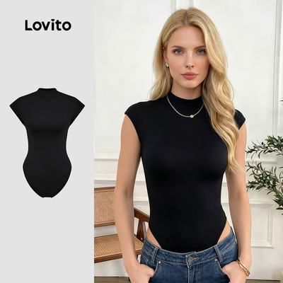Lovito Phong cách thường ngày Bộ đồ liền thân nửa cổ cao trơn dành cho nữ LNL61247 (Nhiều màu)