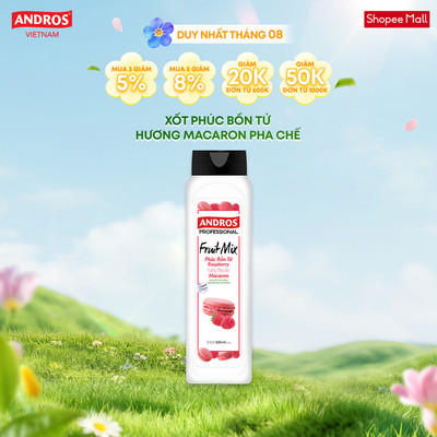 Xốt Phúc Bồn Tử Hương Macaron Pha Chế - Làm Từ Trái Cây Thật - Nguyên liệu pha chế - ANDROS FRUIT MIX - 820ml