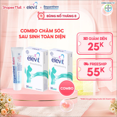 Combo Chăm Sóc Sau Sinh Toàn Diện: 2 Hộp Vitamin Bầu Elevit Breastfeeding Và 1 Kem Chống Hăm Bepanthen Balm 30G