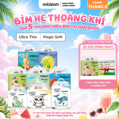 Combo 10 Bịch Tã/Bỉm NABIZAM Êm Mỏng Vượt Trội, Chống Tràn Tối Đa, Đủ Loại Kích Cỡ Bé Từ 3kg Đến 25kg