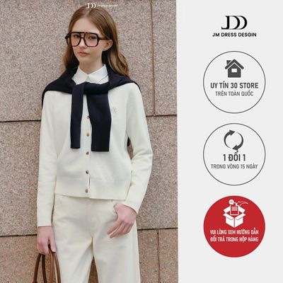 Áo Len Cổ Tròn Nẹp Trước 2K17.2512. Áo Len Nữ Thanh Lịch Phong Cách Preppy. Áo Len Thu Đông Khoác Cardigan Thiết Kế JM