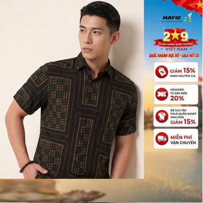 Sơ mi lanh cộc tay May 10 form RegularFit mã 010126105LANH 1
