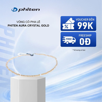 Vòng Cổ Phiten Aura Crystal Necklace Gold 45+5cm Hỗ Trợ Cân Bằng Cơ Thể Chăm Sóc Sức Khỏe Phong Cách Thời Trang