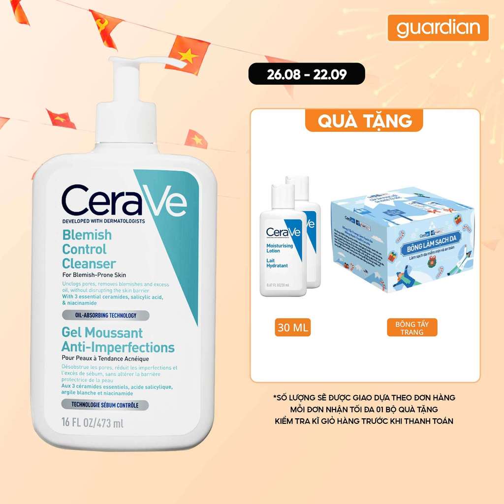 Sữa Rửa Mặt Giảm Mụn CeraVe Blemish Control Cleanser 473Ml | Guardian Việt Nam