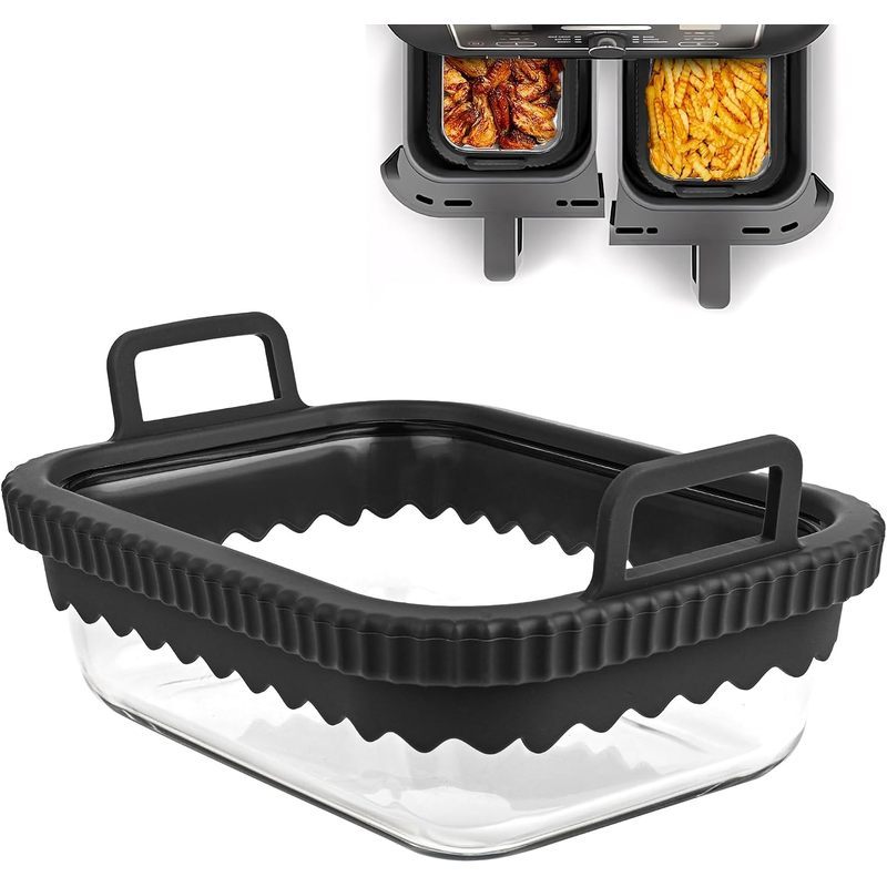 Air Fryer Glass Liner Có thể tái sử dụng, Air Fryer Liners Silicone có vòng silicon có thể tháo rời 