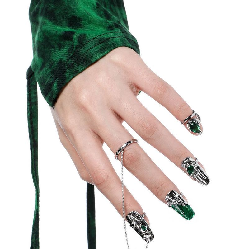 T Outline People Green Nail Ring Finger Guard Armor Cover Tính khí Làm trắng vị trí đầu tiên Snake C