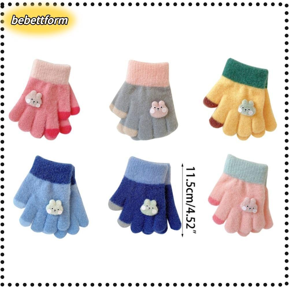 BEBETTKISS 0-3Years Găng tay dệt kim dày mùa đông dễ thương