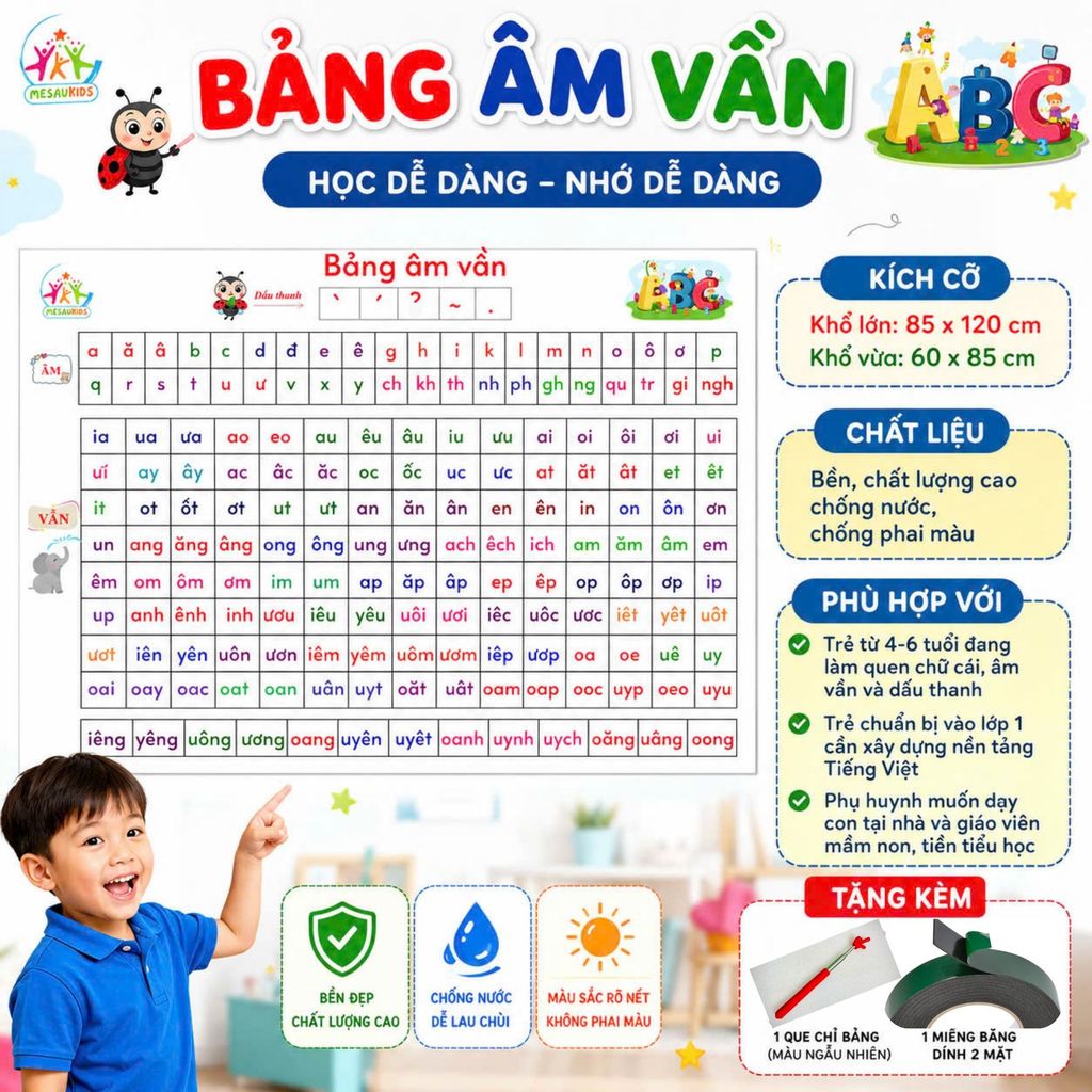 Bảng Âm Vần Lớp 1 Mầm Non Tiểu Học Tiền Tiểu Học Đồ Dùng Dạy Học cho Bé yêu