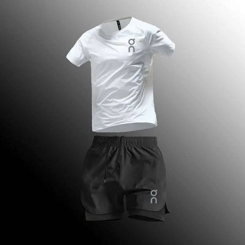 Exercise Running Outfit Summer Breathable Quick-Drying Men's and Women's Marathon Fitness round Neck