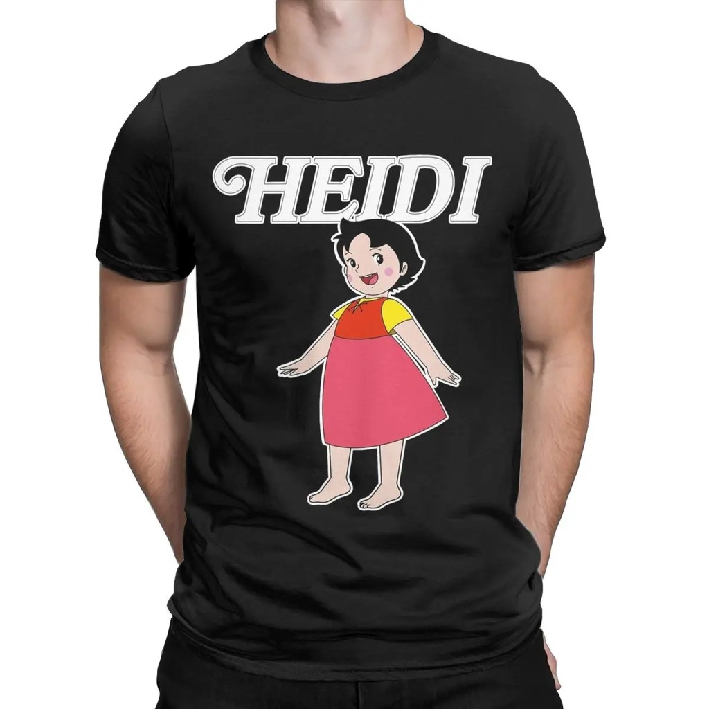 Hoạt Hình [Alpine Girl Little Angel HEIDI HEIDI] Áo thun ngắn tay cổ tròn 100% Cotton in họa tiết ch