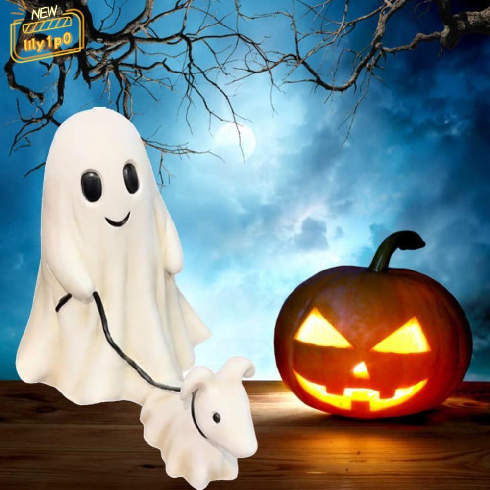 LILY1P0 Ma Quái Chó Halloween Bức Tượng, Trong Nhà Ngoài Trời Halloween Ma Trang Trí Ma Tượng Chó Đi