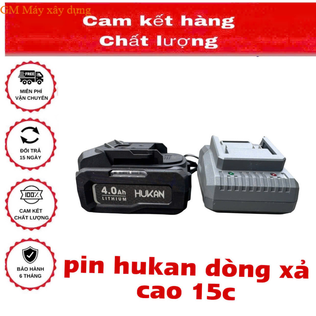 PIN chân Makita PIN HUKAN 15c 4A , Dung Lượng Lớn, Vỏ ABS Chống Va Đập, Chống Chập Cháy Nổ GM xây dự