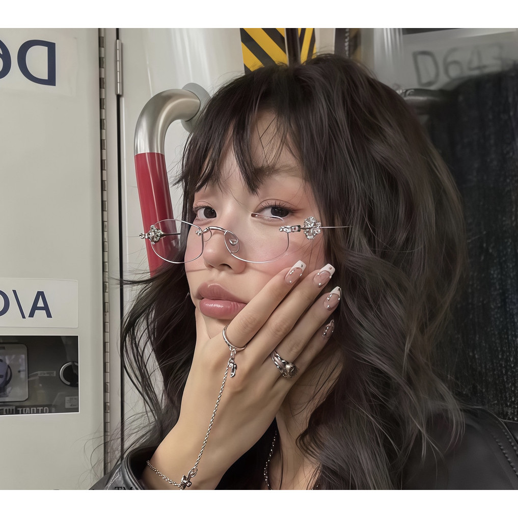 Kính mát cao cấp GM 2025, thiết kế không khung đa giác, gắn kim cương và chống ánh sáng xanh