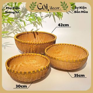  Thúng mây tre đan decor trang trí nhà cửa nhà hàng dịp lễ Tết đựng đồ ăn đồ khô 