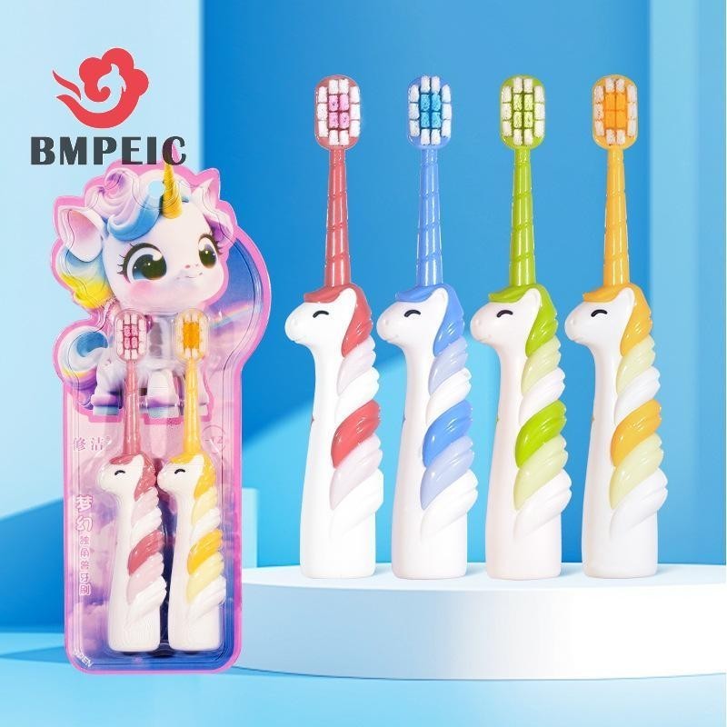 Bàn chải set 2 Kỳ Lân Trẻ Em Lông Mền Bàn Chải Đánh Răng, Bàn Chải Đánh Răng Cho Bé 3-12 Tuổi