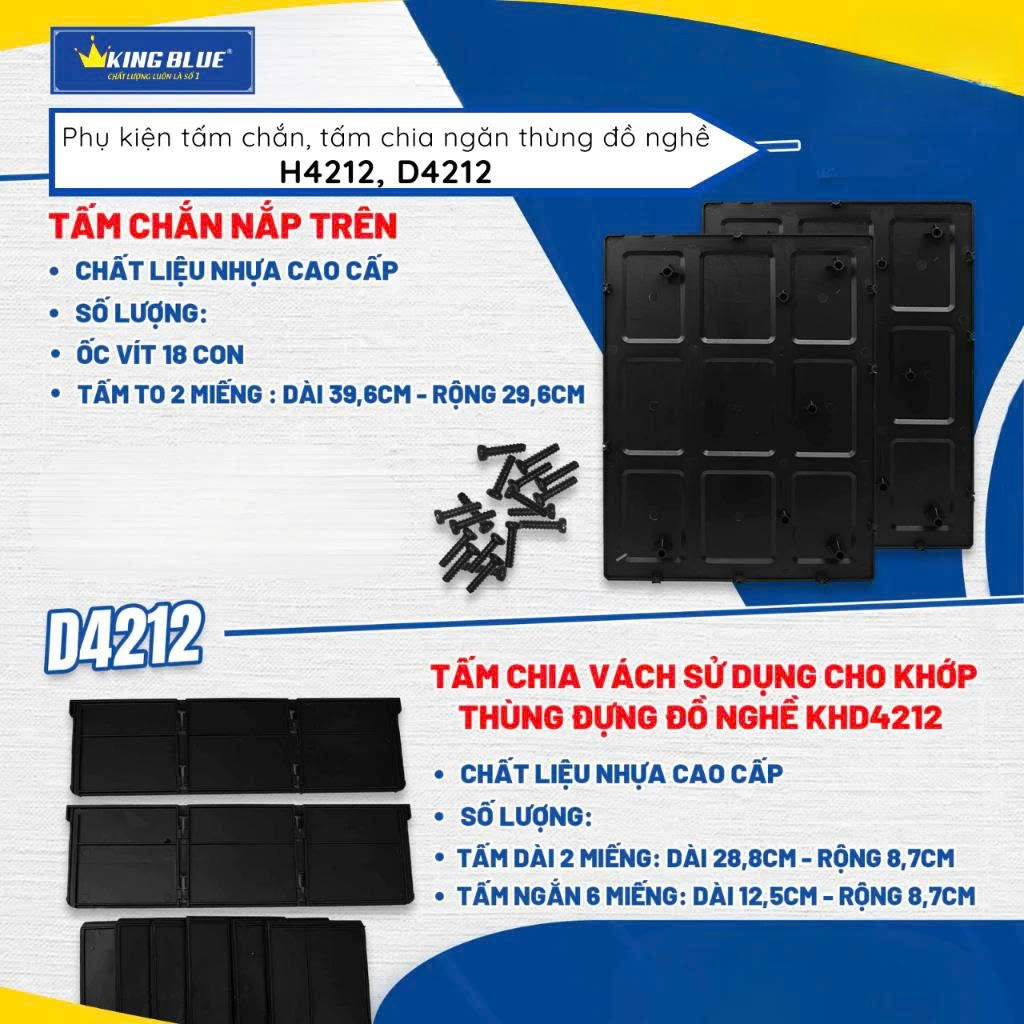 Phụ kiện Thùng đựng đồ nghề KingBlue KHD4212 Nhựa ABS Chống nước để dựng linh kiện
