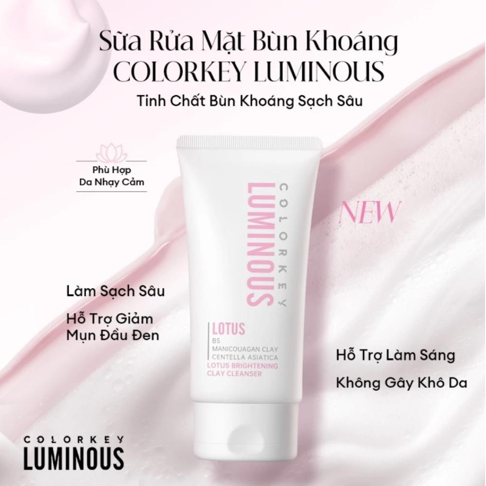 Ảnh 2 của Sữa rửa mặt đất sét Colorkey Luminous Lotus Brightening Clay Cleanser sạch sâu, dịu nhẹ, kiềm dầu