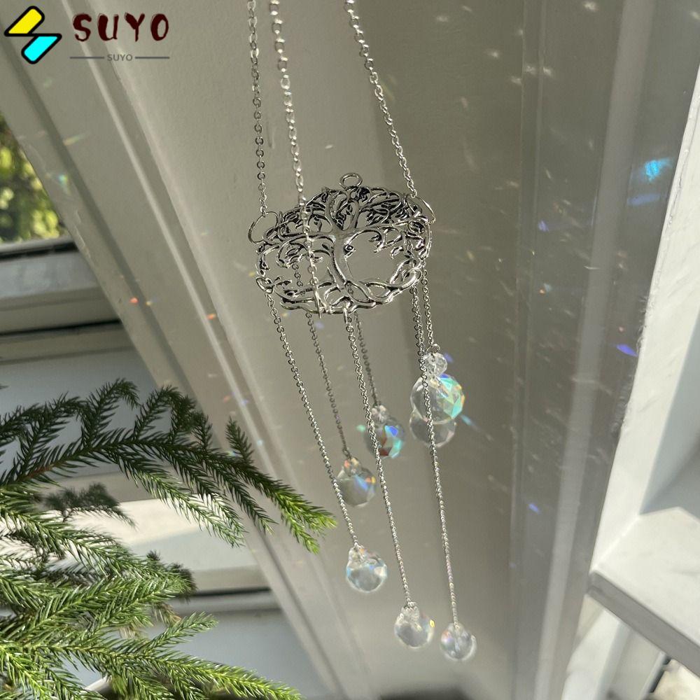 SUYO Sun Catcher Crystal, Rainbow Maker AB Color Treo Crystal, Chuông gió thủy tinh màu bảy màu