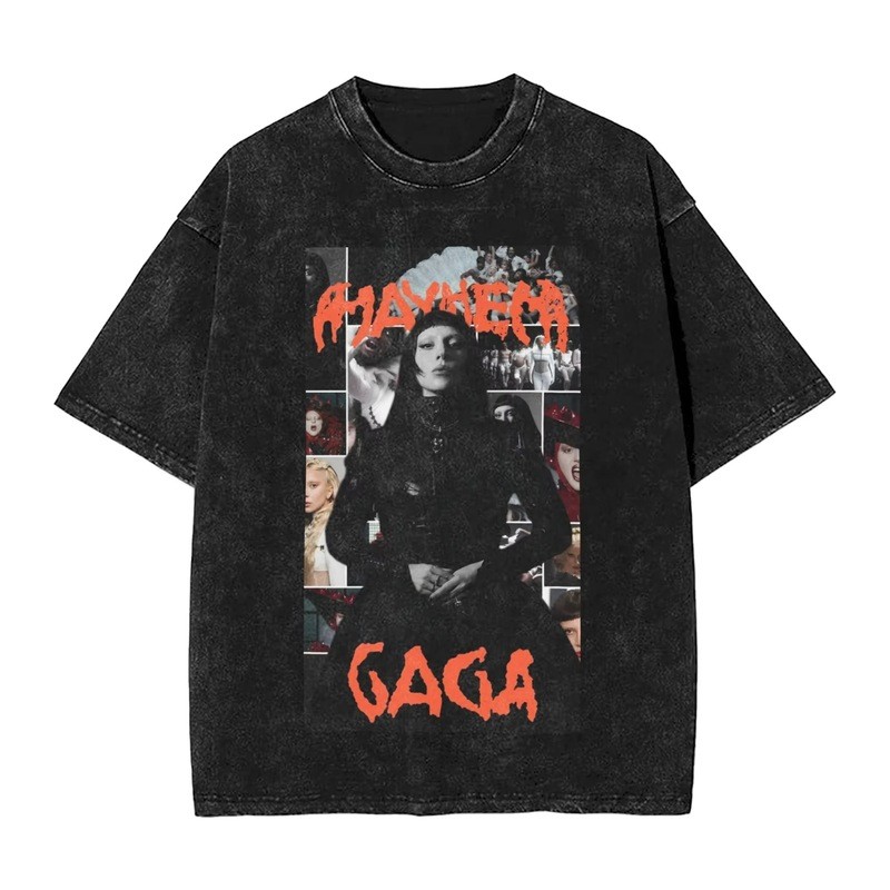 Ladys Gagas Mayhem Áo thun nam nữ đã giặt Album Aw