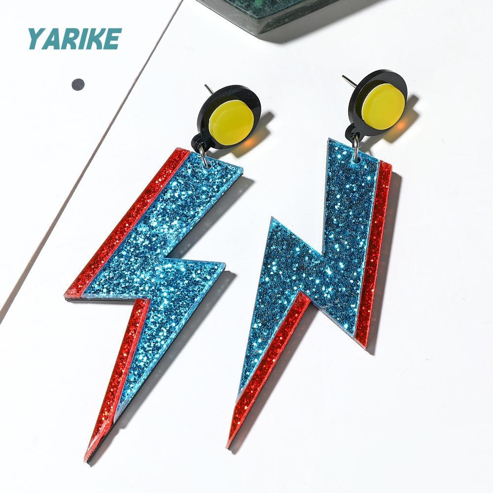 YARIKE Bông tai mặt dây chuyền Lightning YARIKE, Phụ kiện bông tai Punk phóng đại Lightning, Mặt dây