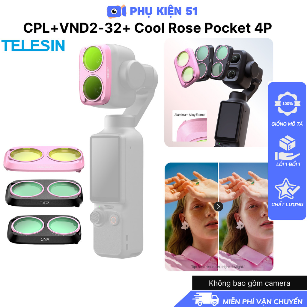 Filter Kit cho Pocket 4 Pro CPL+VND8-32+Cool rose kiểm soát ánh sáng