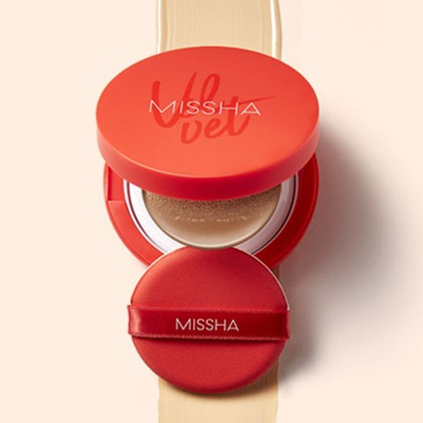 [MISSHA] Velvet Finish Cushion Foundation SPF50+ 15g Shade 21 / Mịn Mờ Lỗ Chân Lông / Lớp Phủ Nhẹ / 
