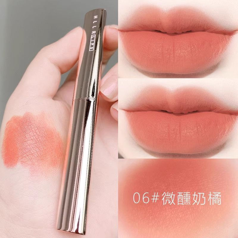 New Product#Helen Beauty's Luxurious Light Gold Slim Tube Lipstick - Unique Design, Non-sticky, Long