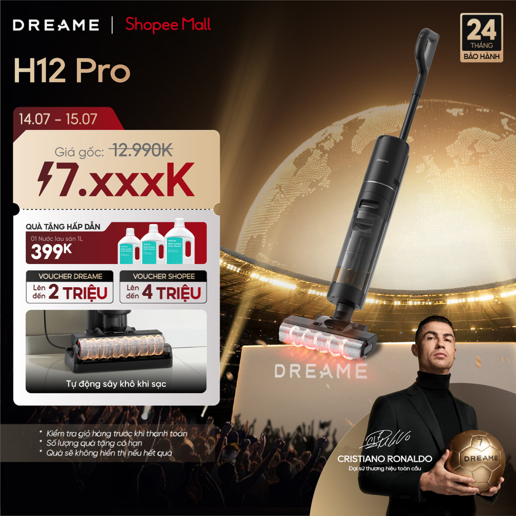 Dreame H12 Pro / H12 FlexReach/ H12 GT Máy hút bụi lau sàn không dây | cuộn lăn tràn viền 2 cạnh | B