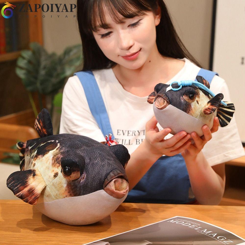 ZAPPOIYAP Puffer Fish Plush Mặt dây chuyền, Sofa Trang trí lưng Đệm mô phỏng Puffer Fish Plush Toy, 