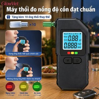 Máy thổi nồng độ cồn đạt chuẩn,tặng kèm 10 đầu thổi,Test nồng độ cồn,chính xác cao, siêu nhạy