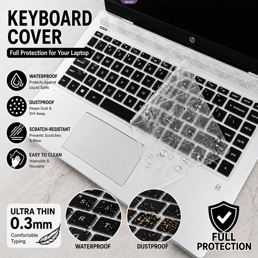 HP Pavilion 14 Laptop Bàn Phím Silicon Bảo Vệ Chống Bụi Chống Thấm Nước Siêu Mỏng Fit 14-ce 14-cf 14