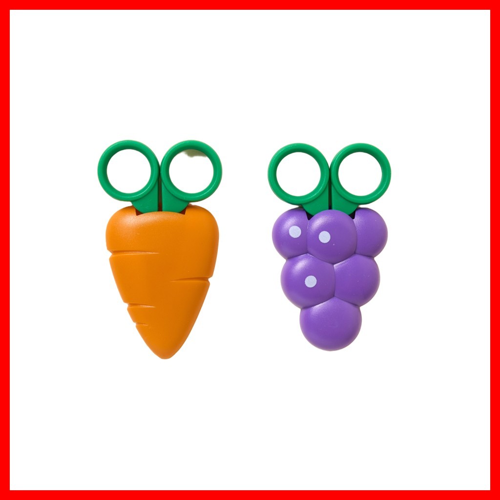 [daiso] Kéo mini nắp từ tính hình trái cây & rau củ, 2 chiếc / Kéo mini Hàn Quốc của K-Daiso