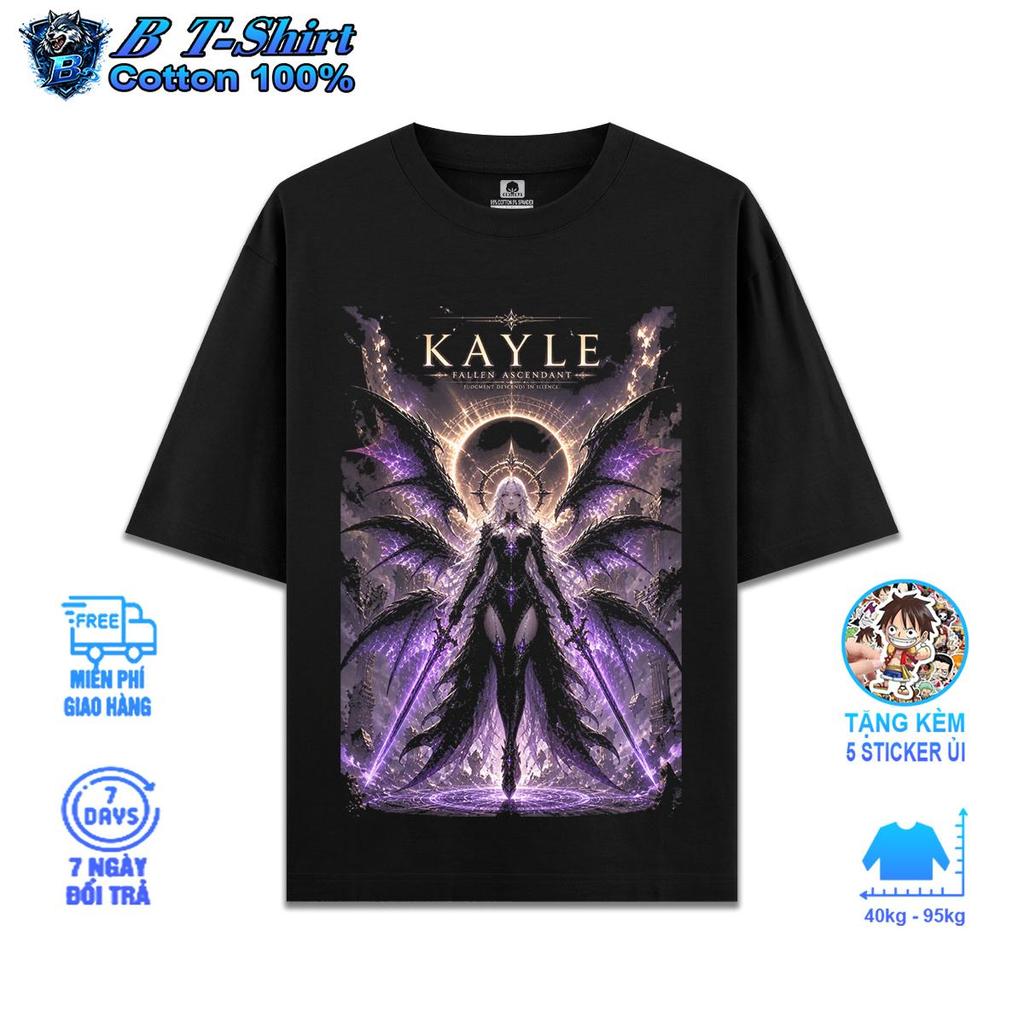 Áo Thun Cotton KAYLE ,Vải Cotton Xịn 250gsm, Form Oversize Từ 40-95kg, B Tshirt