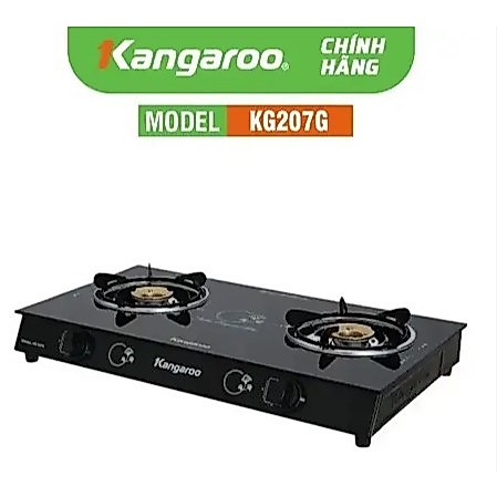 Bếp ga đôi Kangaroo KG207G Hàng trưng Bày Đẹp đầu đốt bằng đồng thau cho lửa xanh