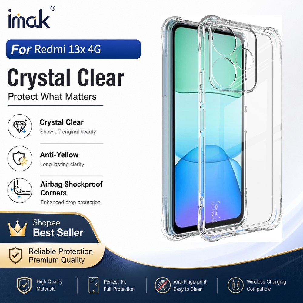 Ốp lưng trong suốt Cho Redmi 13x 4G Chống sốc Chống vàng CA0002
