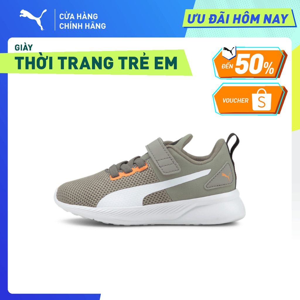 Giày Thời Trang Trẻ Em PUMA Unisex Flyer Runner V PS White-Steeple Gray-Vibrant Orange Màu Trắng