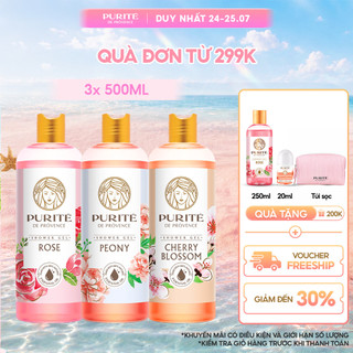 [Bao Bì 2025] Sữa Tắm Purité Hương Hoa Anh Đào 500ML & Hoa Hồng 500ML & Hoa Mẫu Đơn 500ML