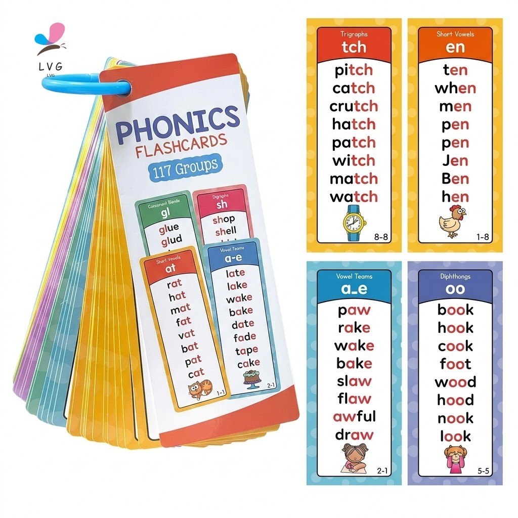 Thẻ học Phonics cho trẻ em Quy tắc phát âm tiếng Anh Flashcards giáo dục