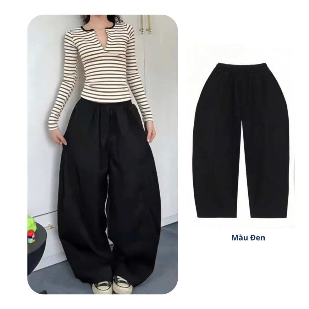 Quần Ống Thụng Harem Nhật Bản Nam Nữ Dáng Cong Che Khuyết Điểm Tôn Dáng Basic BIDI_Store AT-M108