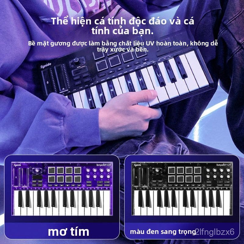 Bàn phím MIDI SYNIDO TempoKEY K25 25 phím màu đen sang trọng tím mộng mơ soạn nhạc nhanh chóng