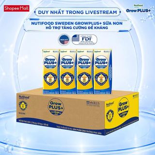[Livestream BeyondK] Thùng Sữa Bột Pha Sẵn GrowPLUS+ Sữa Non Tăng Đề Kháng 180ml - Trên 1 Tuổi (48 Hộp x 180ml)